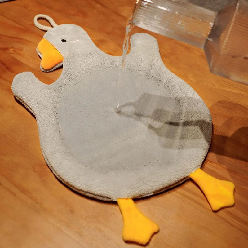 DecorBites™ Cute Goose Microfiber Hand Towels Coral Velvet Embroidered for Home