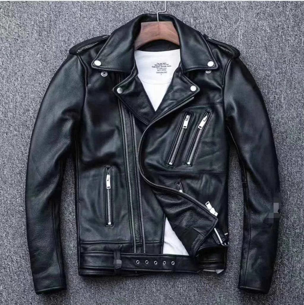 Unisex Oversized Button-down PU Leather Coat with Multiple Zippers Polo Jacket, with Many Zippers