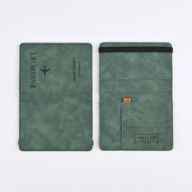 Men's PU Leather Passport Wallet, Travel Card & Business Card Holder