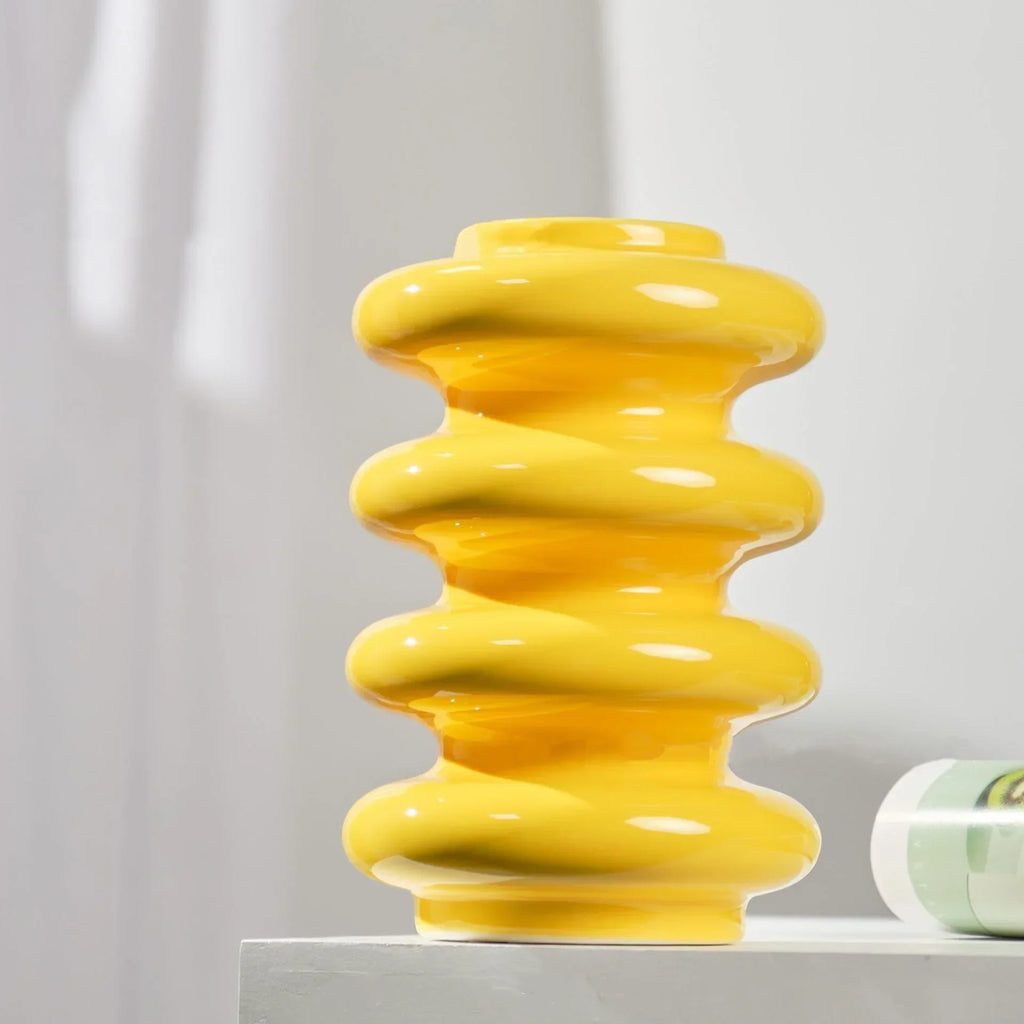 DecorBites™ Geometric Circles Abstract Ceramic Vase Spiral Home Decor Accessory