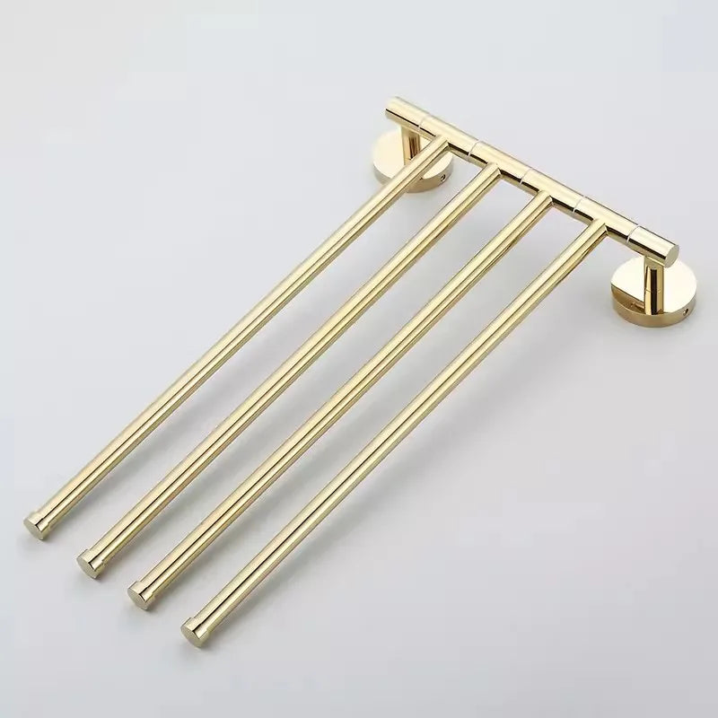 DecorBites™ Copper Swivel Towel Bars Wall Mounted Bathroom Towel Holder Rack Gold 32cm