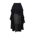 Goth Dark Kawaii Black Tiered Skirt 90S Retro Irregular Hem