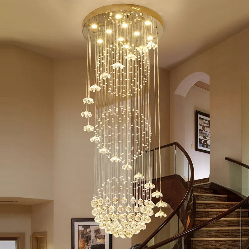 DecorBites™ Crystal Hanging Loft Chandelier - Elegant Ceiling Lighting for Staircase and Room Decor