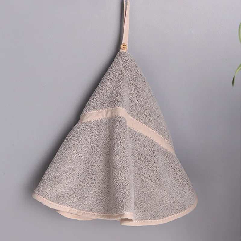 DecorBites™ Coral Velvet Hand Towel: Round Cute Style, Super Absorbent & Soft for Bath
