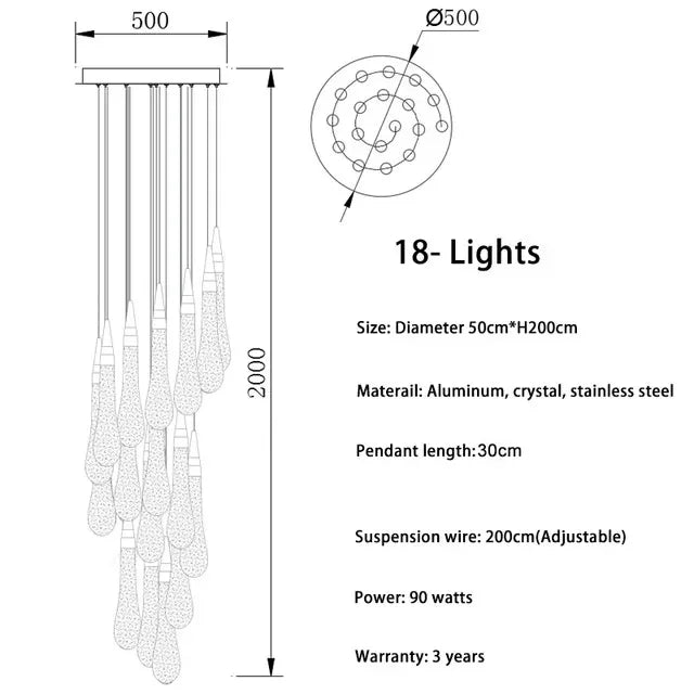 DecorBites™ Crystal LED Chandelier: Elegant Lighting for Home, Restaurant, and Bar