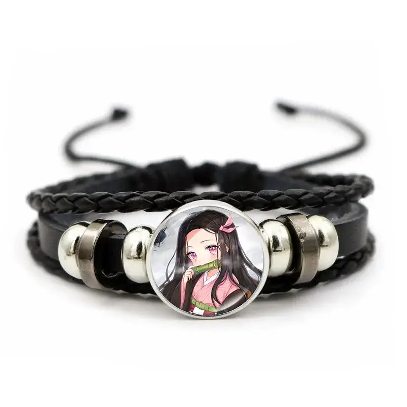 Demon Slayer Bracelet: Tanjiro & Nezuko Leather Charm
