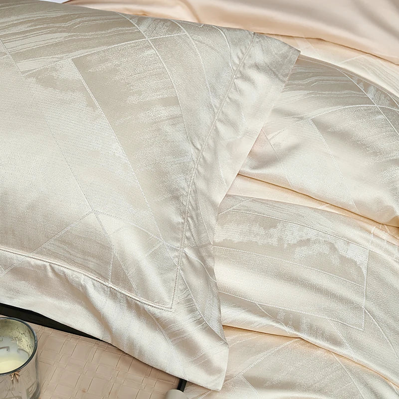 DecorBites™ High Quality Brocade Jacquard Cotton Luxury Bedding Set: 1 Duvet, 1 Sheet, 2 Pillowcases