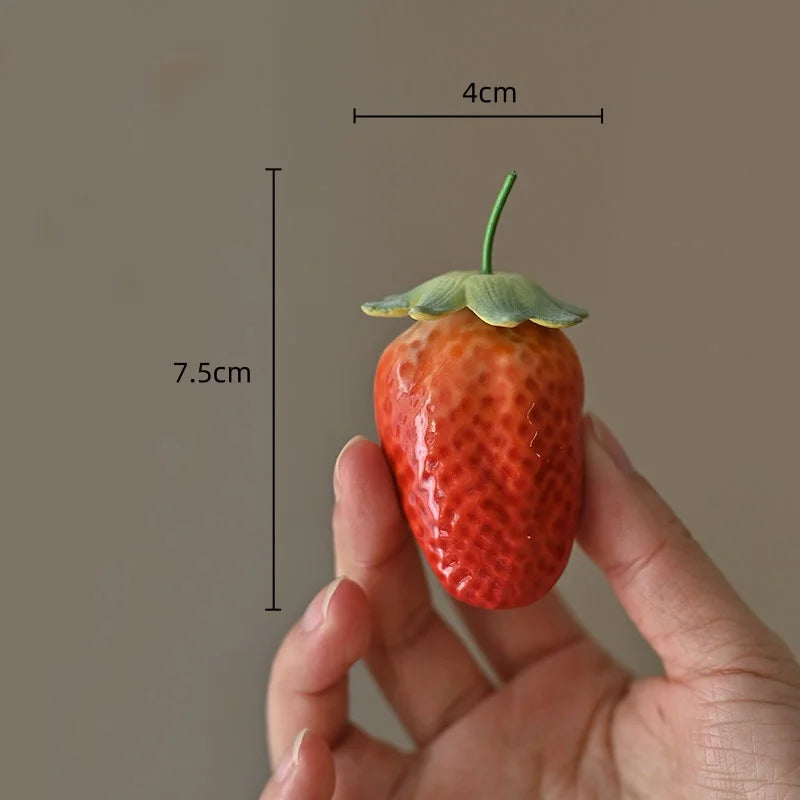DecorBites™ Fruit Sculpture Tea Caddy Home Decor Ornament Strawberries Persimmon Decoration