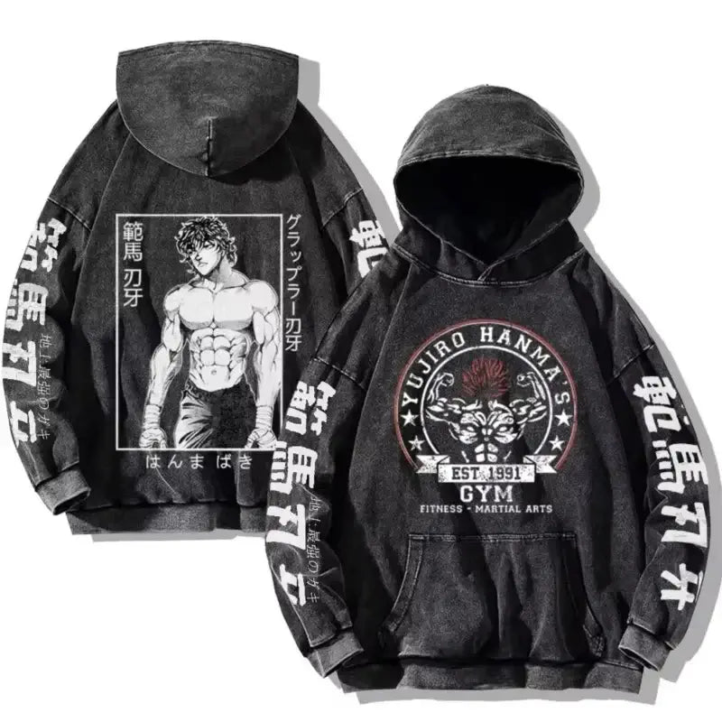 Baki Hanma Anime Print Hoodie Vintage Streetwear