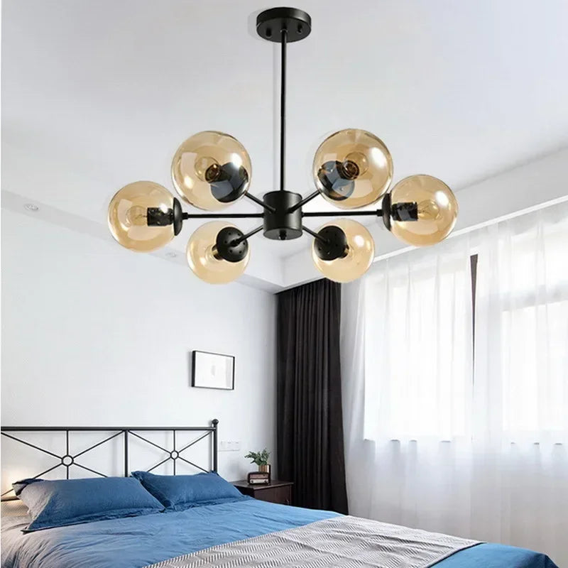 DecorBites™ Adjustable Ball Glass Lustre Chandelier for Living, Dining, Bedroom Lighting