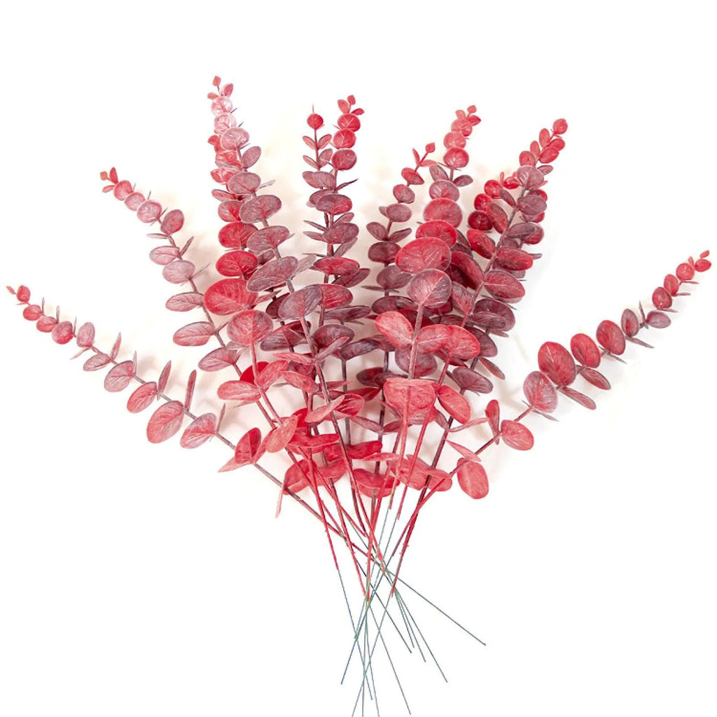 DecorBites™ Golden Eucalyptus Leaves Stem x10 - Artificial Autumn Wedding DIY Decoration