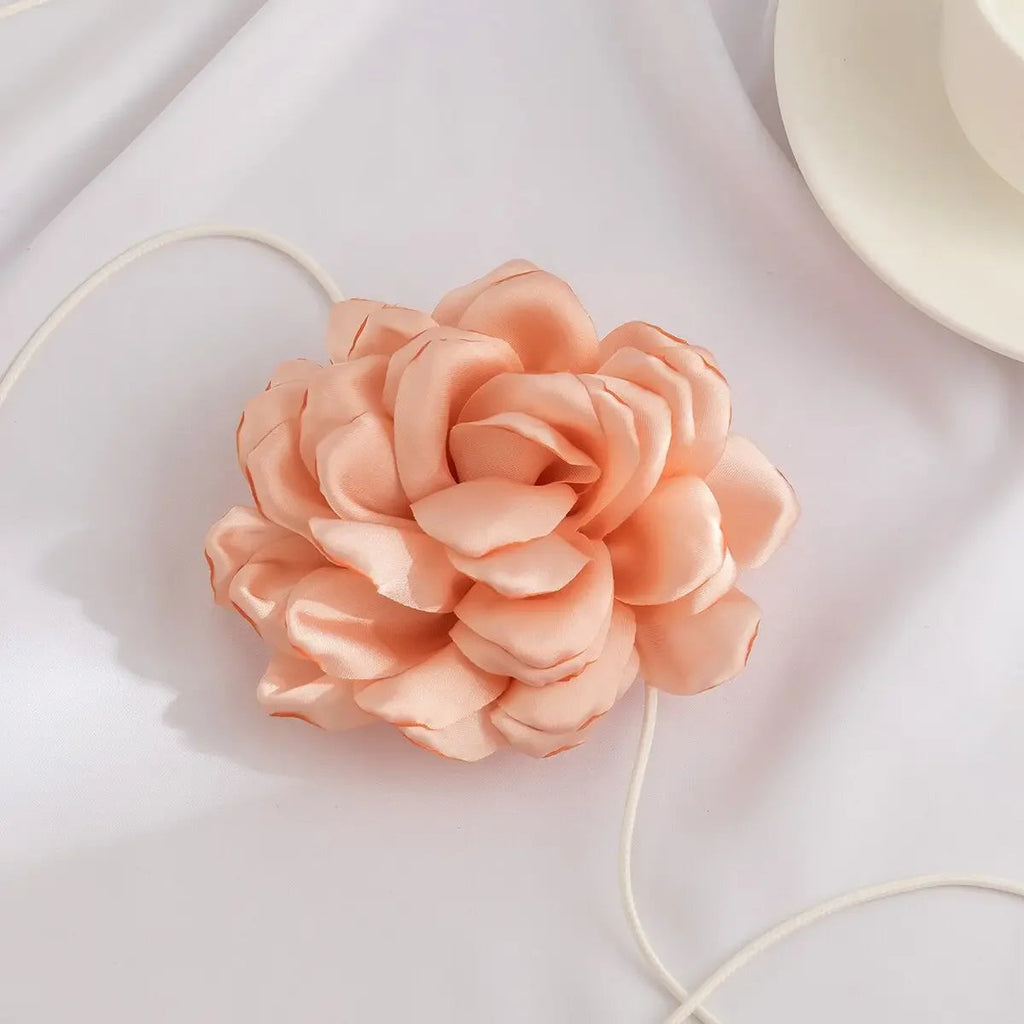 Long Rope with Big Flower Choker Necklace for Women Elegant Lace-up Rope Chain Necklace on Neck 2023 Fashion Jewelry Accessories
