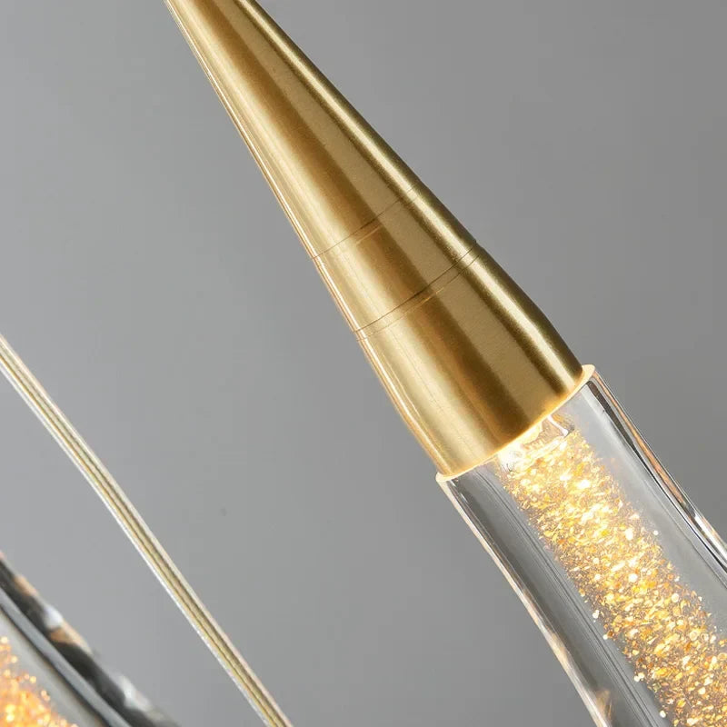 DecorBites™ Gold Drop Design LED Crystal Chandelier for Staircase & Lobby