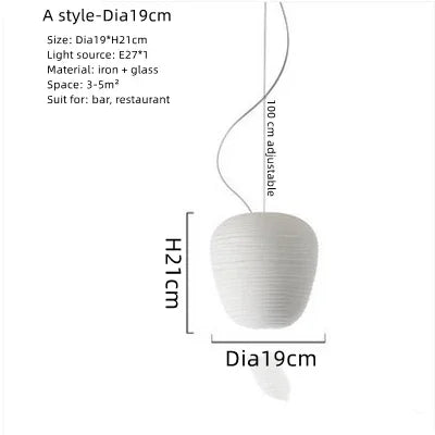 DecorBites™ Glass Whorls Cocoon Pendant Light - Milky White, Modern Hanging Lamp