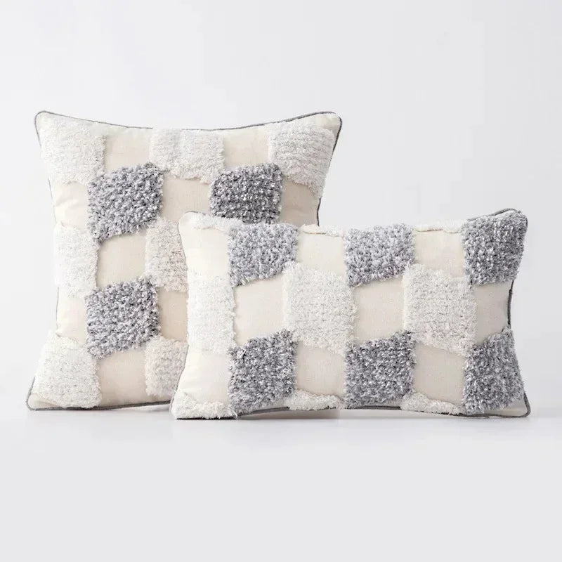 DecorBites™ Geometric Waves Tufted Pillow Covers with Embroidered Tassels
