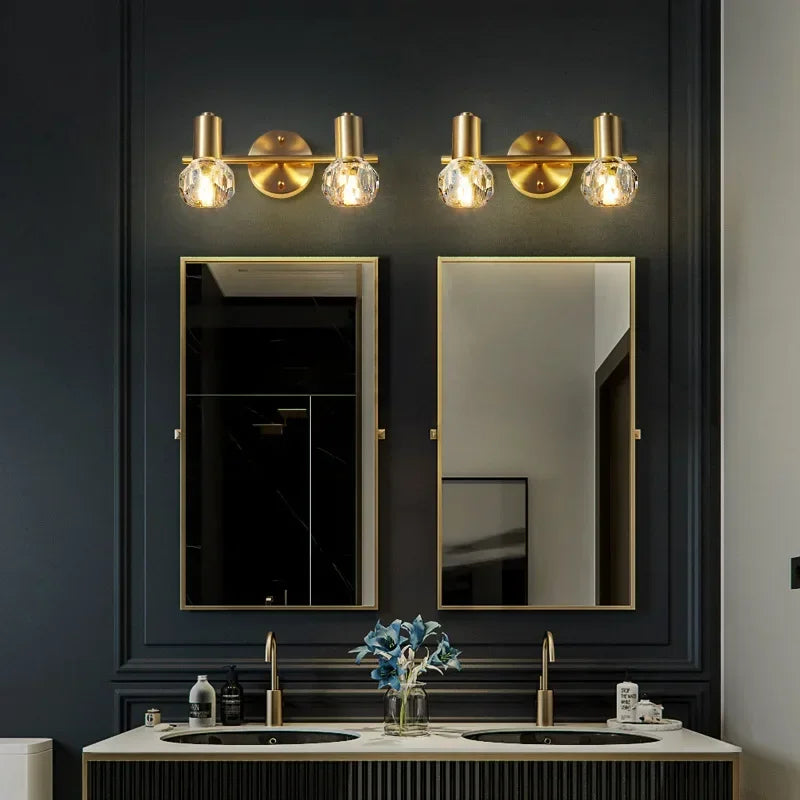 DecorBites™ Crystal Gold Wall Lamp: Luxury Modern Led Indoor Lighting for Living Room, Bedroom, Study.
