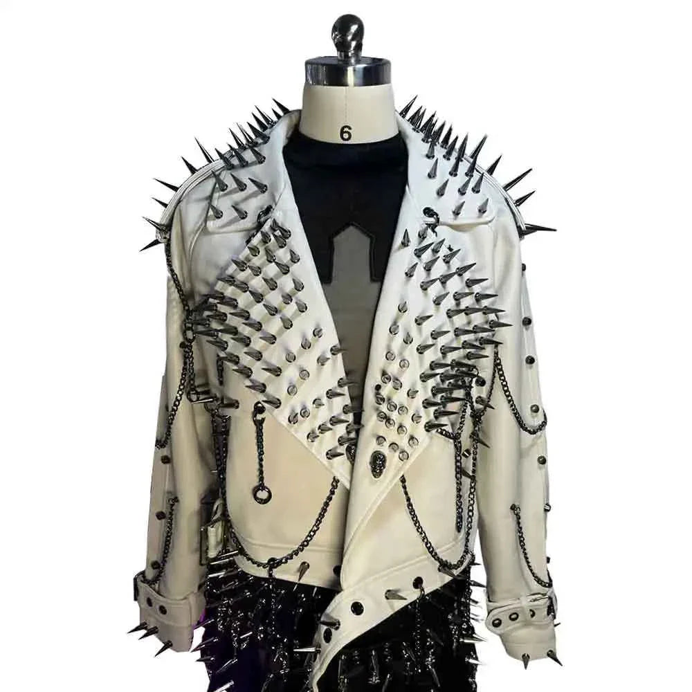 Y2K Vegan Leather Skull Coat Studded Rivet Gothic Grunge