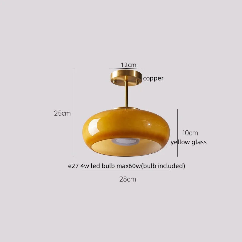 DecorBites™ Glass Copper LED Ceiling Light Fixture for Home Decor Porch Hallway Room