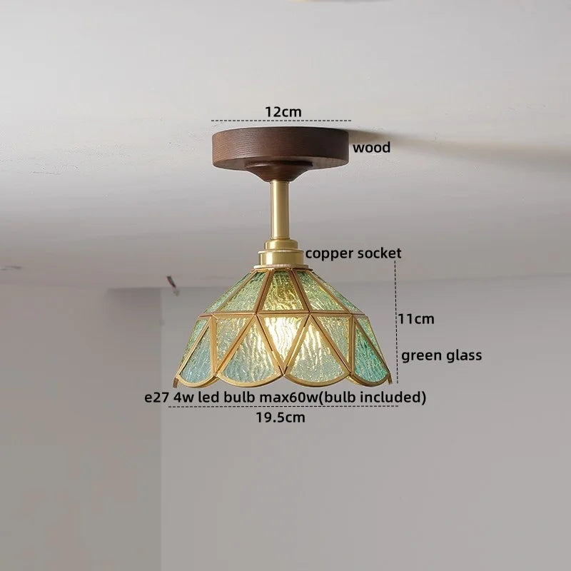 DecorBites™ Glass Wood LED Ceiling Light Nordic Design for Living Room & Corridor