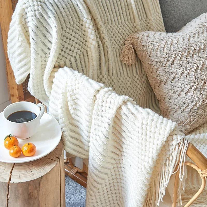 DecorBites™ Cozy Knitted Sofa Blanket - Winter Home Office Nap Comfort