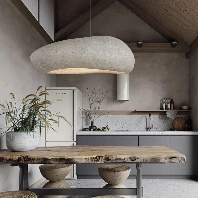 DecorBites™ Handmade Polystyrene Indoor Pendant Lamp - Dinning Island Coffee Shop Bar Rock Wabi Sabi