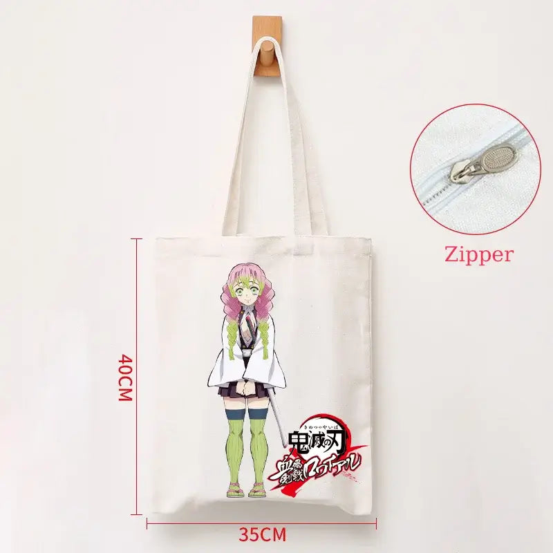 Demon Slayer Canvas Bag: Nezuko & Tanjiro Zipper Tote