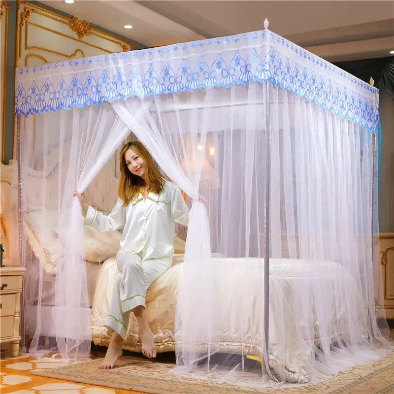 DecorBites™ Lace Mosquito Tent with Stainless Steel Bracket for Queen King Canopy Bed