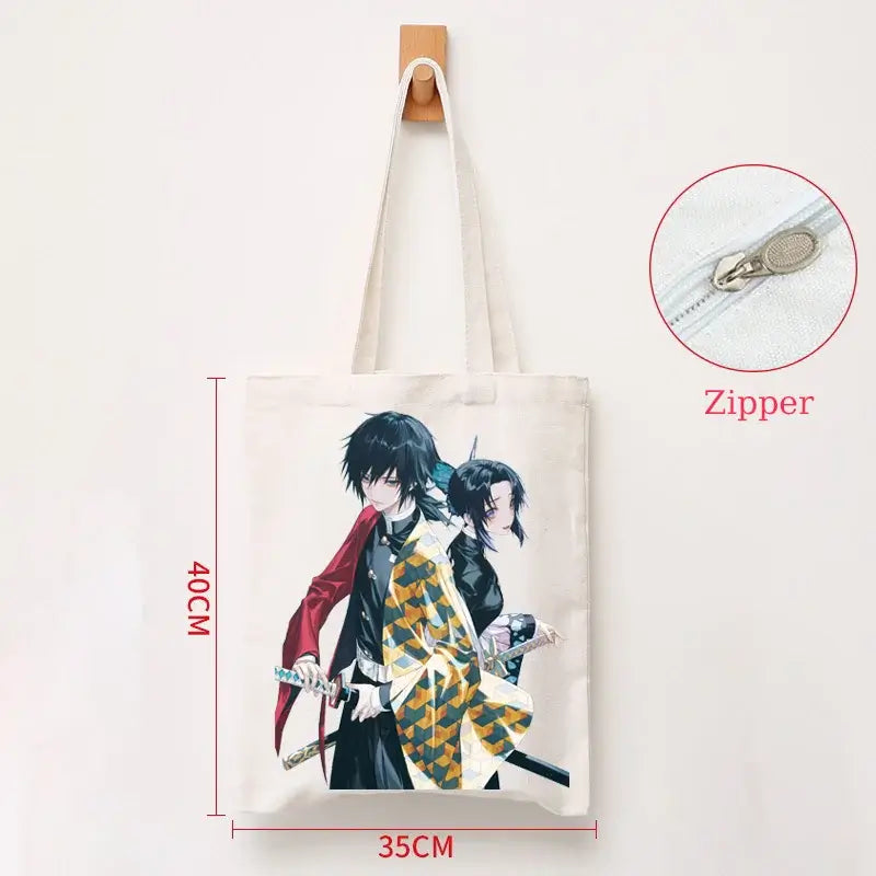 Demon Slayer Canvas Bag: Nezuko & Tanjiro Zipper Tote