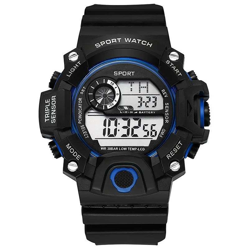 Men's Large Dial Digital Sports Watch – 55mm Waterproof Luminous Alarm Military Style