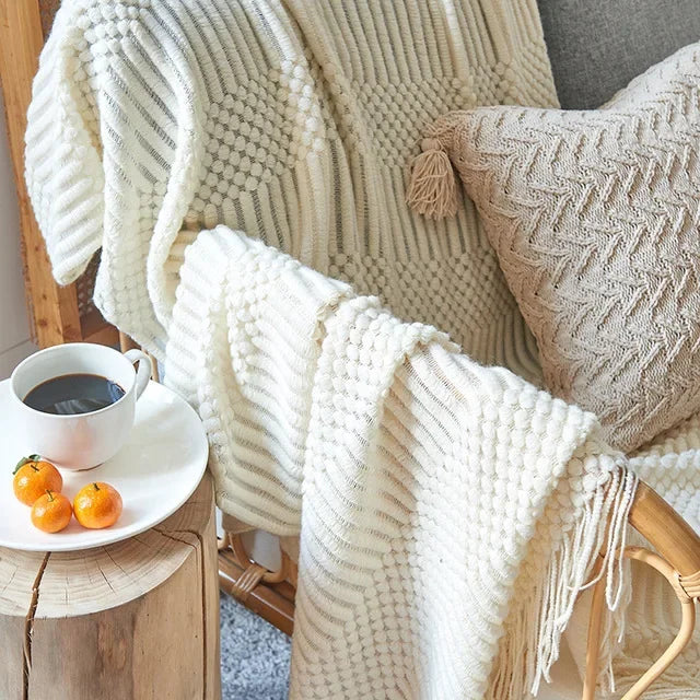 DecorBites™ Knitted Pineapple Grid Throw Blanket - Nordic Sofa Blanket for Home Decor