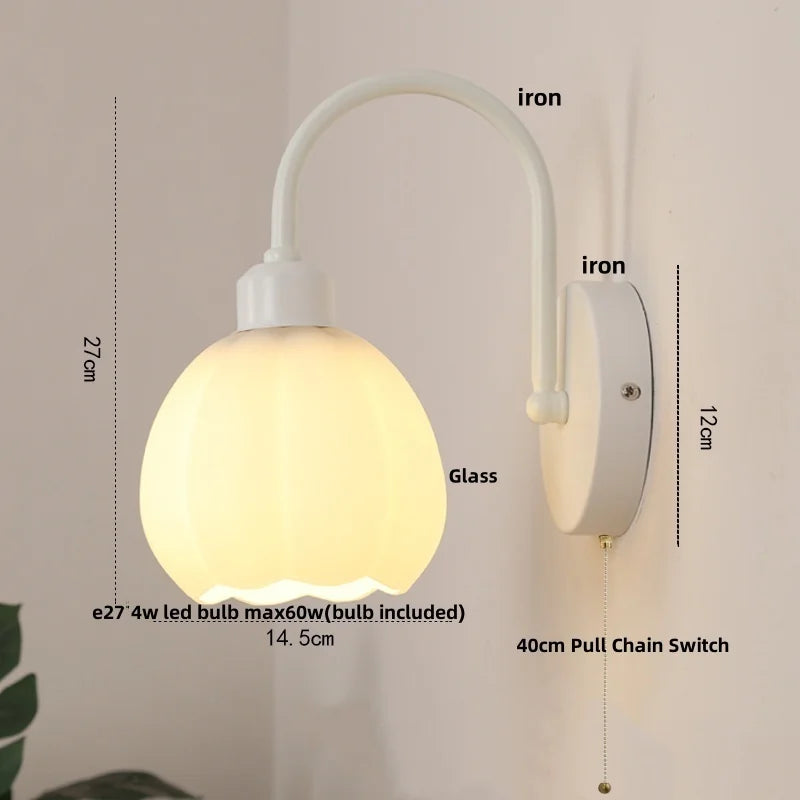 DecorBites™ Iron LED Wall Sconce Pull Chain Switch Stair Light Fixtures for Modern Home