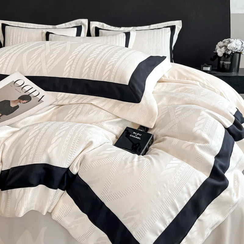 DecorBites™ Cotton Jacquard Duvet Cover Set for Queen Double Bed - High End & Cozy