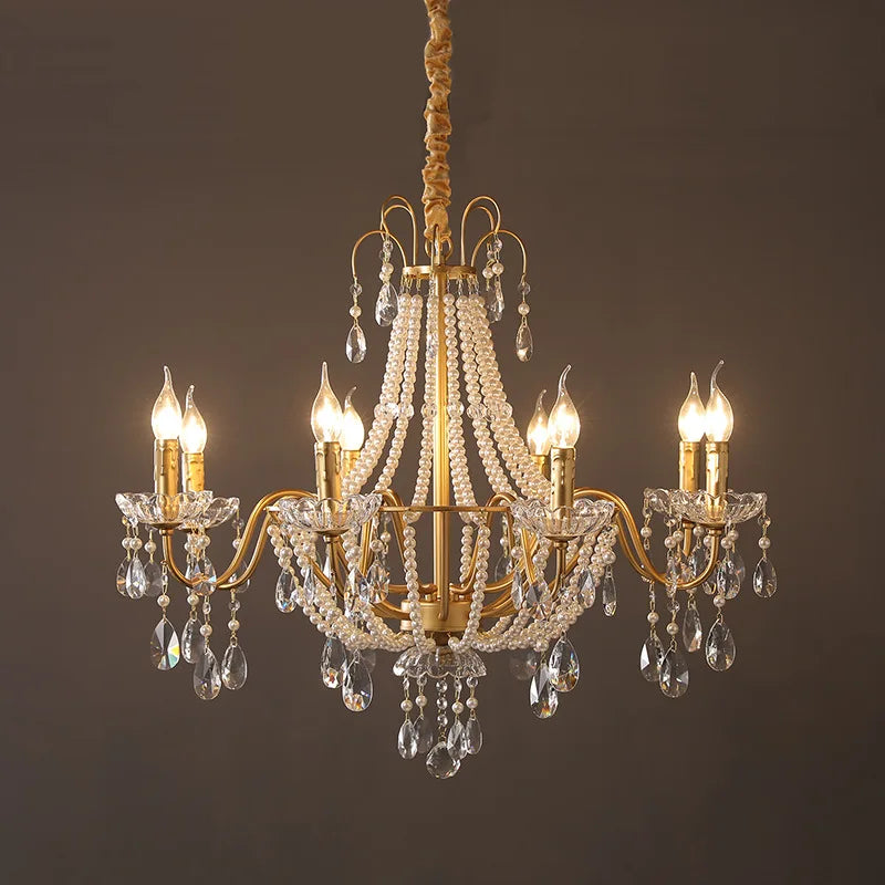 DecorBites™ French Pearl Chandelier, Elegant Retro Design for Luxurious Living Spaces