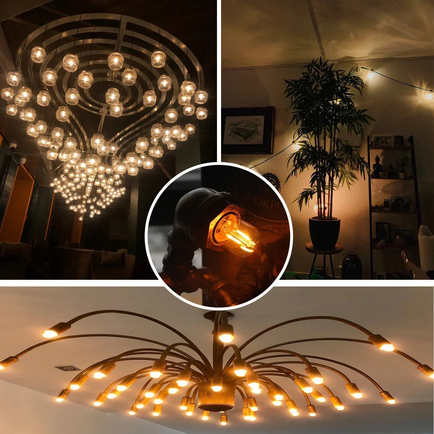 DecorBites™ Gold-Tinted LED Tubular Bulb, 1W, Warm White, Dimmable, Vintage Style