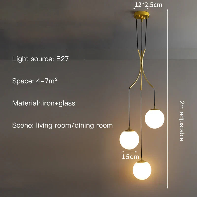 DecorBites™ Glass Ball LED Chandelier, Modern Minimalist Loft Villa Staircase Decor