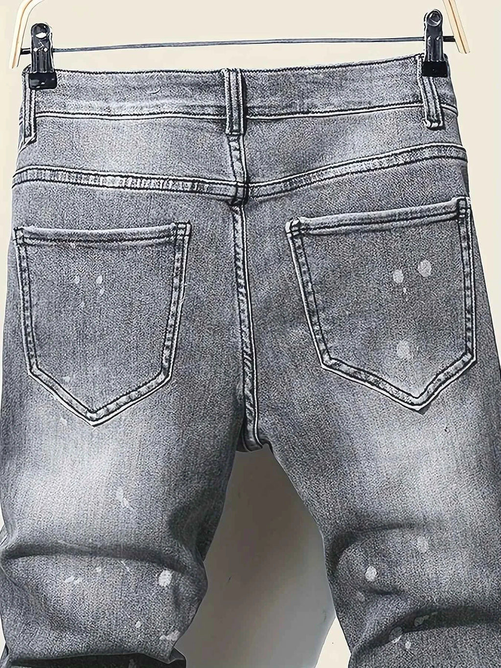 Men's slim fit ripped long denim pants