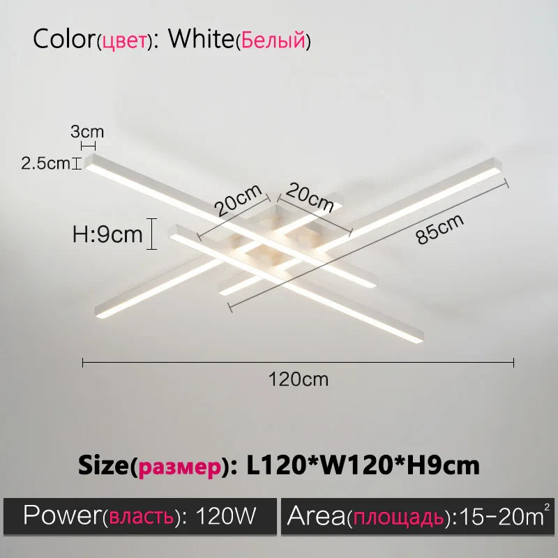 DecorBites™ Black Chandelier LED Ceiling Lamp: Nordic Minimalist Square Bedroom Living Room Lighting