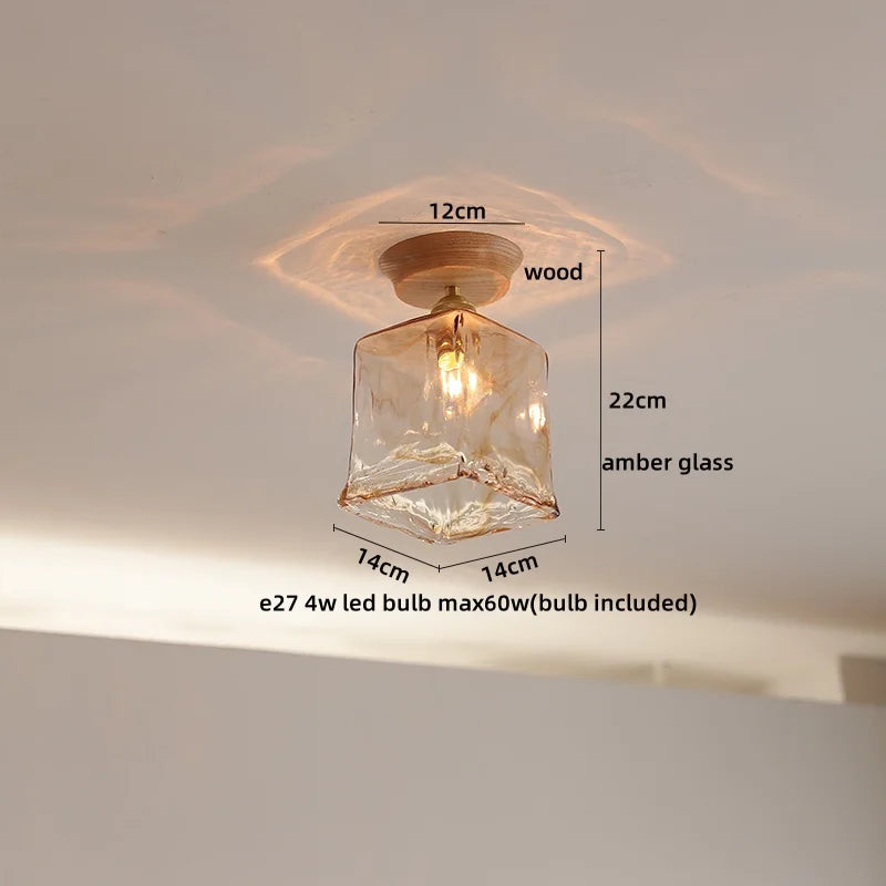 DecorBites™ Glass Wood LED Ceiling Light Modern Ceiling Lamp