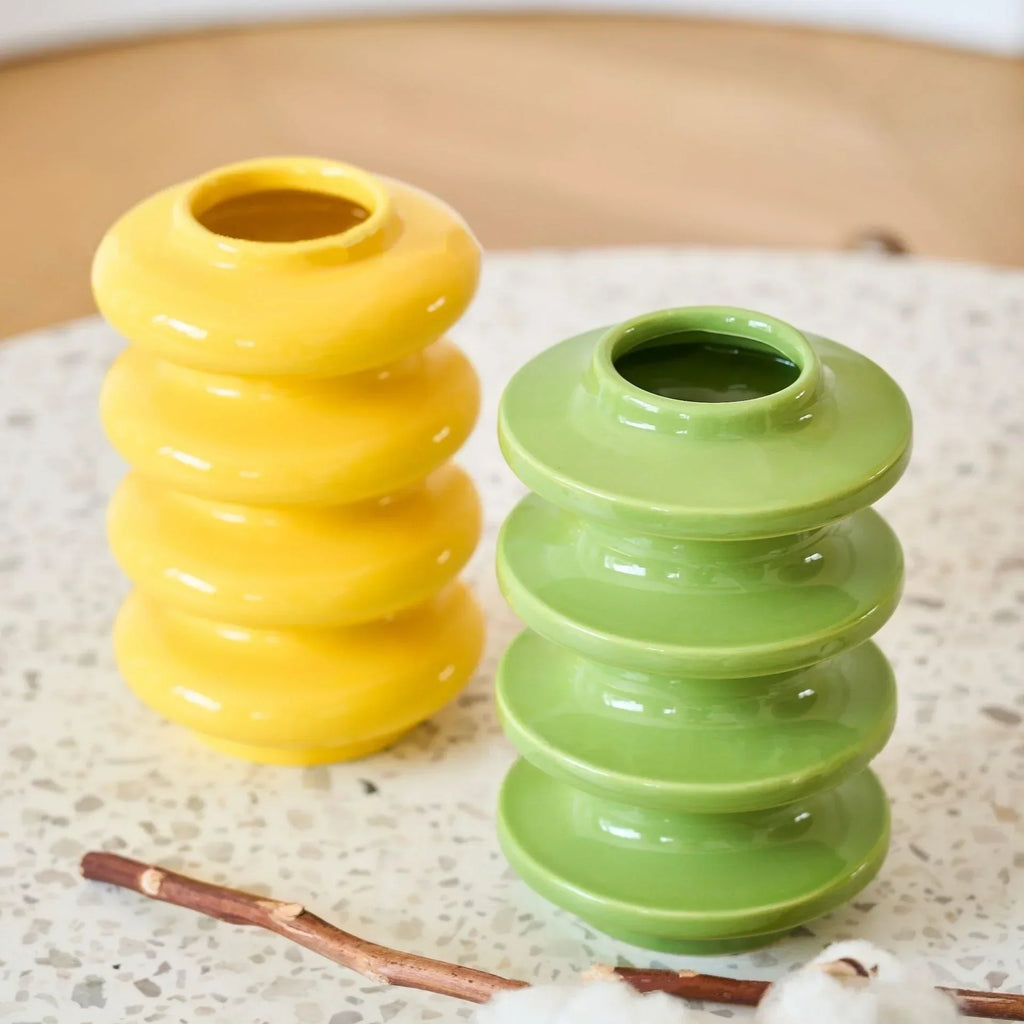 DecorBites™ Geometric Circles Abstract Ceramic Vase Spiral Home Decor Accessory