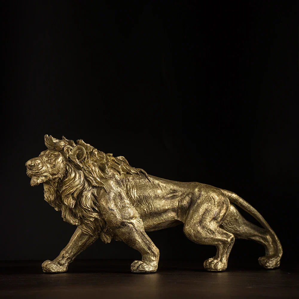 DecorBites™ Golden Lion King Figurine: Modern Office & Home Decor Statue