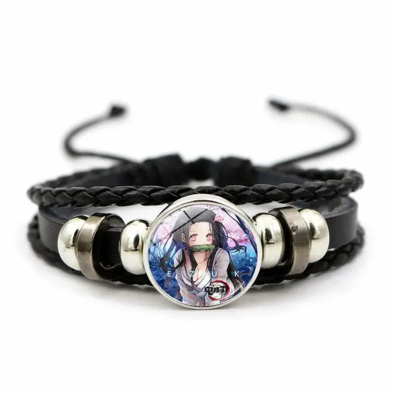 Demon Slayer Bracelet: Tanjiro & Nezuko Leather Charm