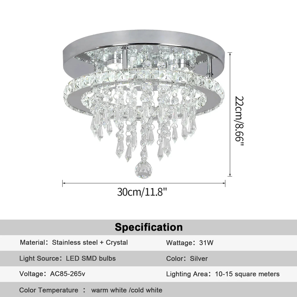 DecorBites™ Crystal LED Ceiling Chandelier: Remote Dimming Round Lamp for Luxury Home Decor