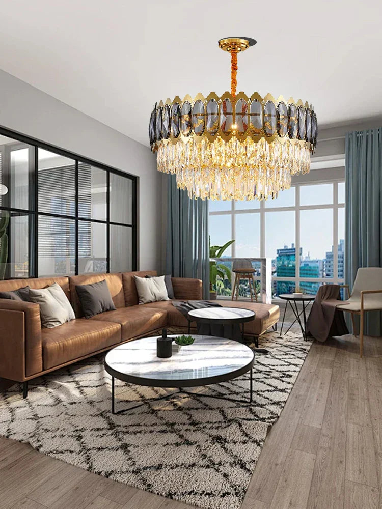 DecorBites™ Crystal Ceiling Chandelier for Modern Living Room Decor