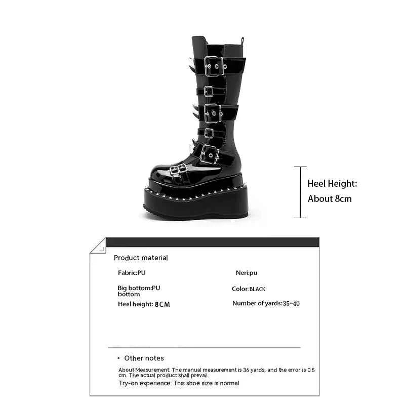 Spike Rivet Platform Motorcycle Boots Punk Style