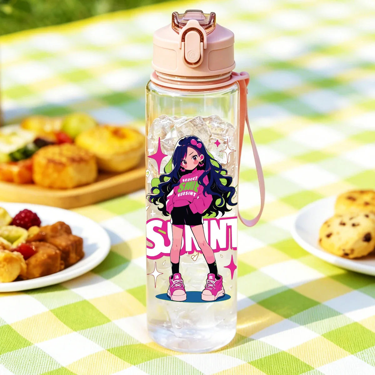 1 Piece 750ml (26 fl oz) Anime Girl Straw Cup | Summer Water Bottle