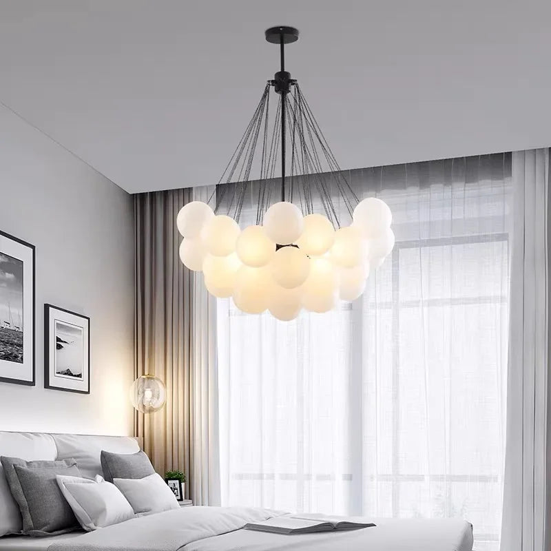 DecorBites™ Glass Ball LED Chandelier for Modern Living Room, Nordic Design Bubble Pendant Lamp