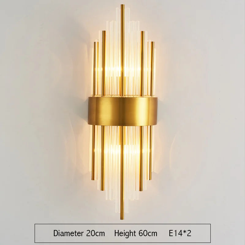 DecorBites™ Gold Crystal Wall Lights: Modern LED Sconce for Bedroom, Living Room & Bathroom