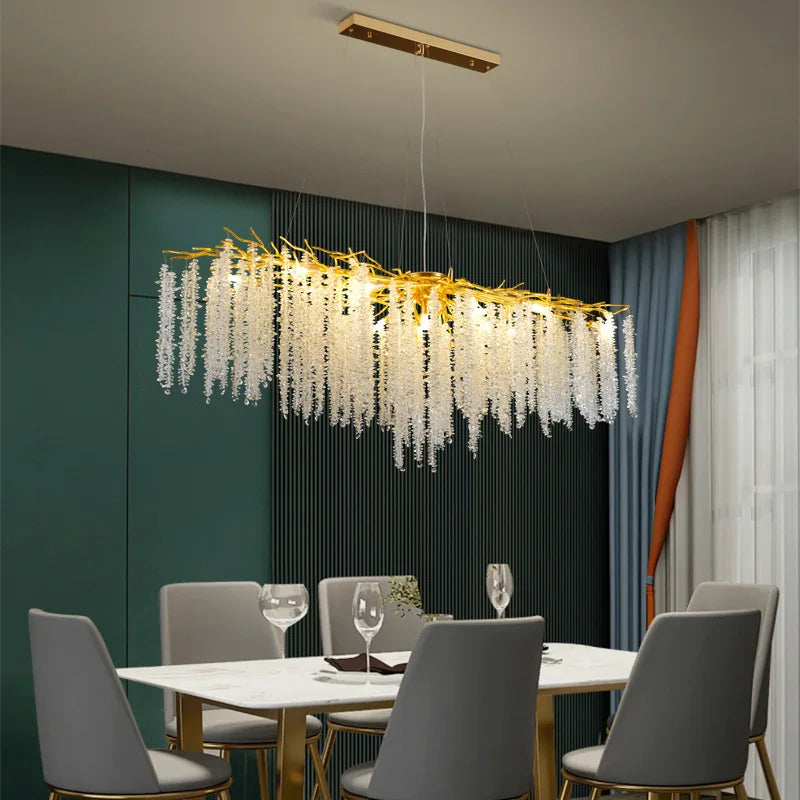 DecorBites™ Crystal Tassel Ceiling Chandelier for Luxe Living Room, Hall, and Restaurant Decor