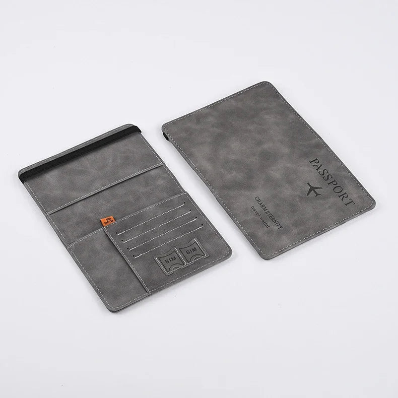 Men's PU Leather Passport Wallet, Travel Card & Business Card Holder