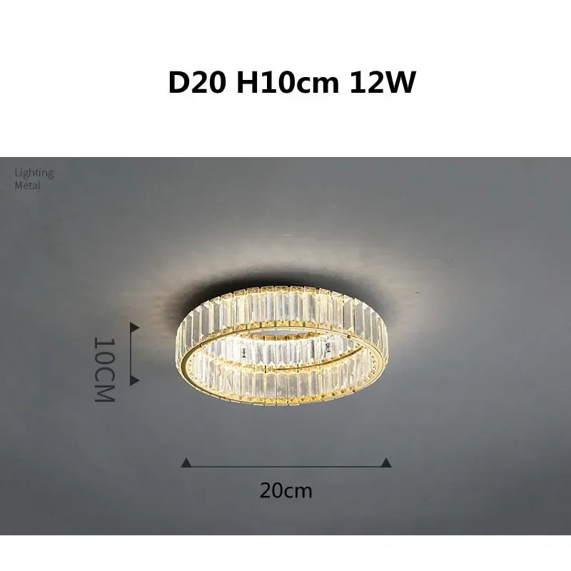 DecorBites™ Gold Steel LED Dimmable Ceiling Lights Luxury Crystal Fixture
